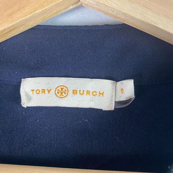 Tory Burch Ariana Tunic Top With Embroidered Taping Detail Navy - Picture 5 of 7